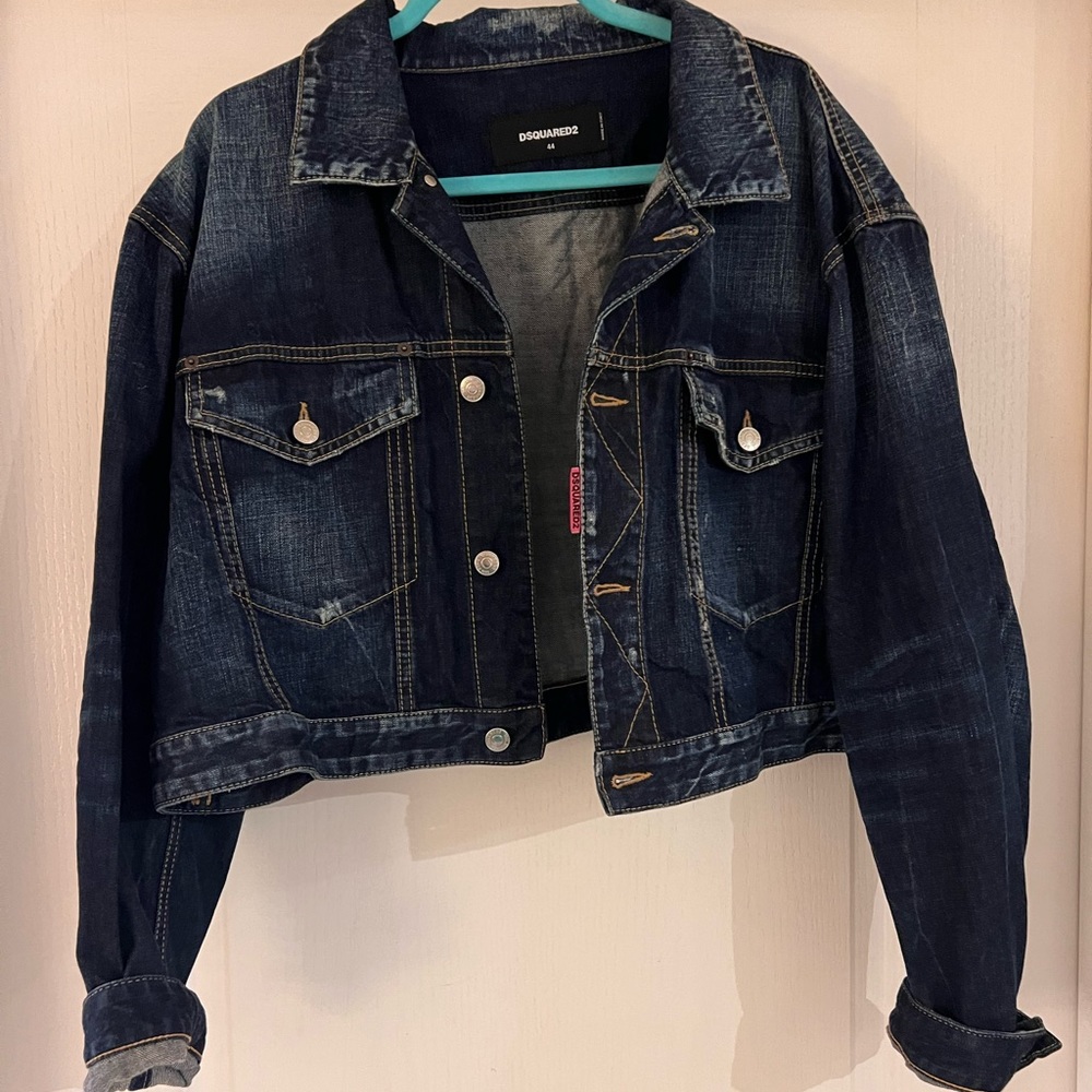 Dsquared2 oversize cropped denim jacket size 44 Italian all sizes can wear blue